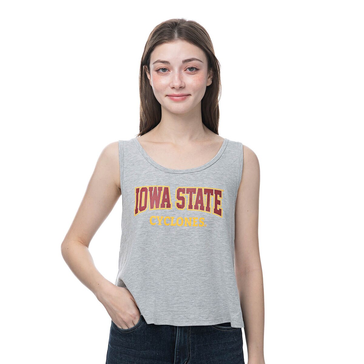 Zoozatz Women's Iowa State Cyclones Gray Taurus Tank